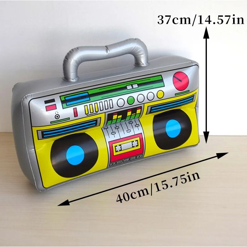 Inflatable Boombox and Microphone Set 80s 90s Theme Disco Party Props