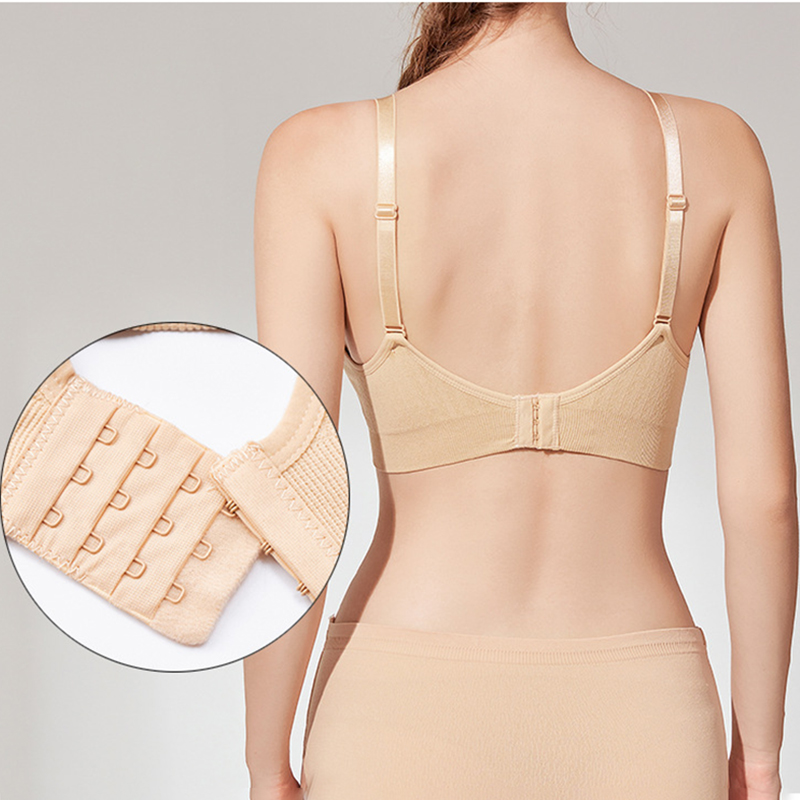 Seamless Nursing Bra, Breathable Maternity Bra with Single Handed Front Buckle, Push Up Women's Breastfeeding Underwear,