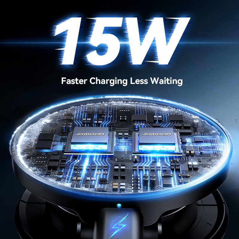 15W Wireless Charging Car Mount, Magnetic N55, 360° Rotation, Foldable Phone Holder Fast Charger