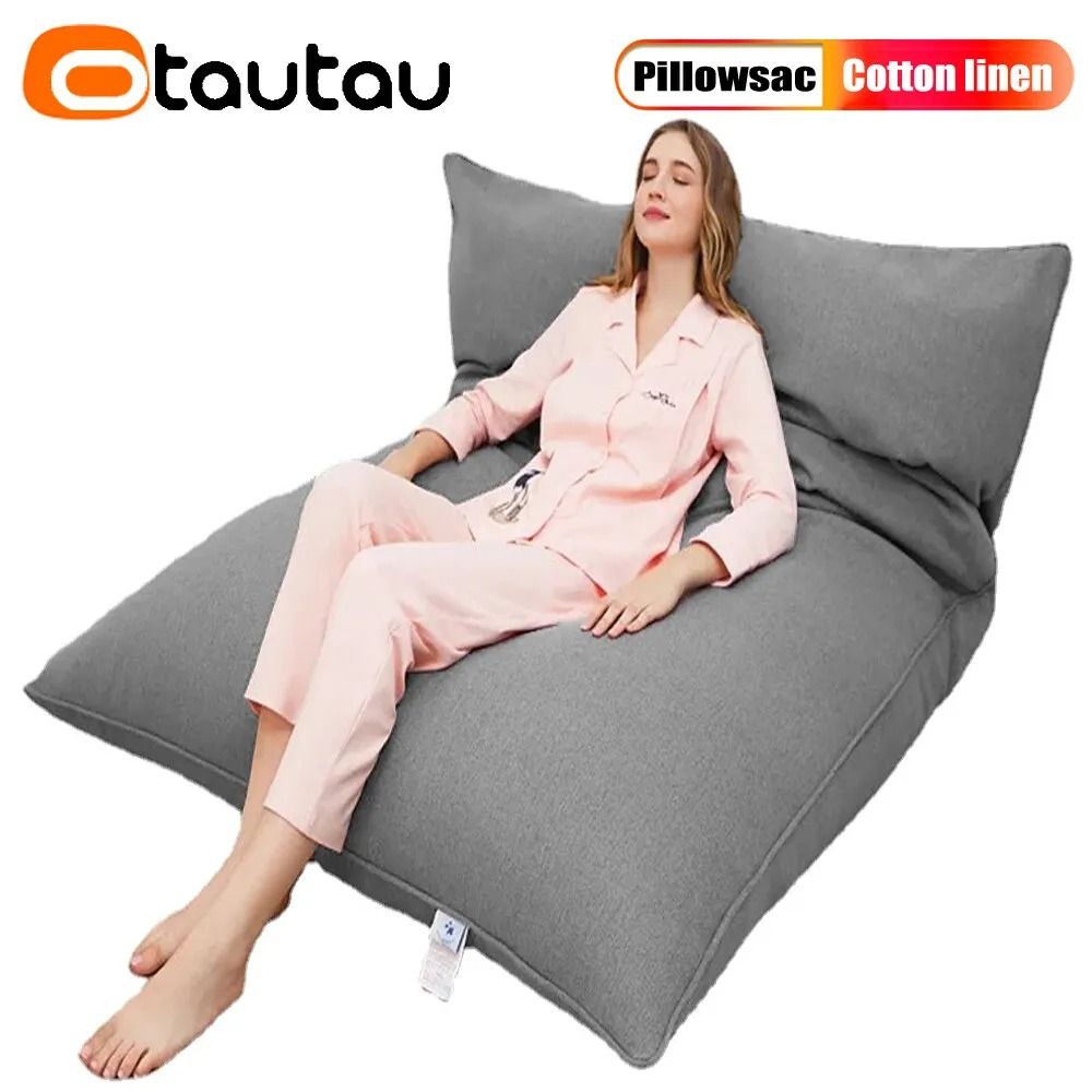 OTAUTAU Cotton Linen Pillow Sac Cover for Double Sofa Chaise Lounge