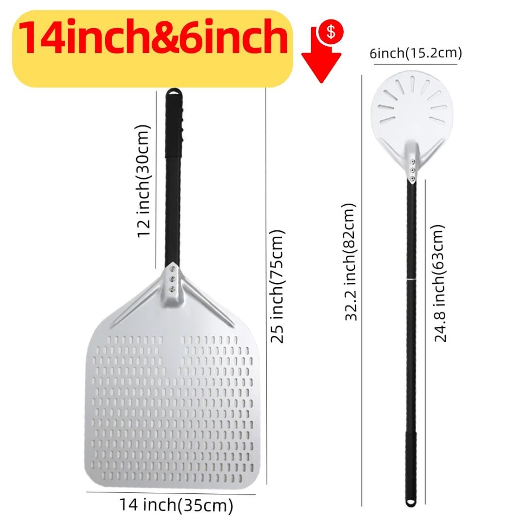 Aluminum Pizza Peel Bread Paddle with Wooden Handle