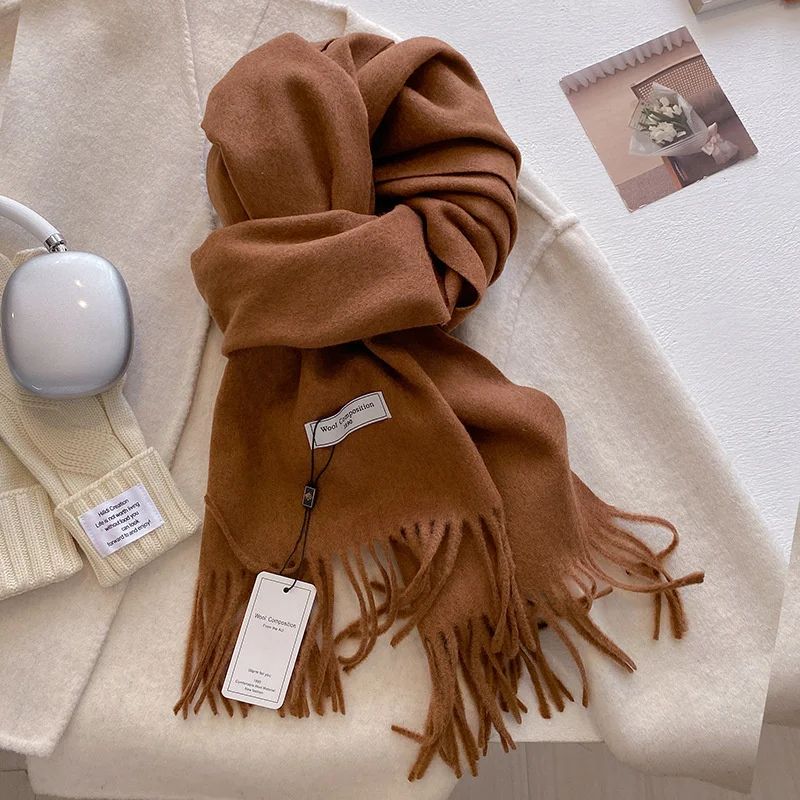 Luxury Winter Wool Blend Pashmina Scarf – Thick Cashmere-Feel Women's Shawl & Wrap 2024