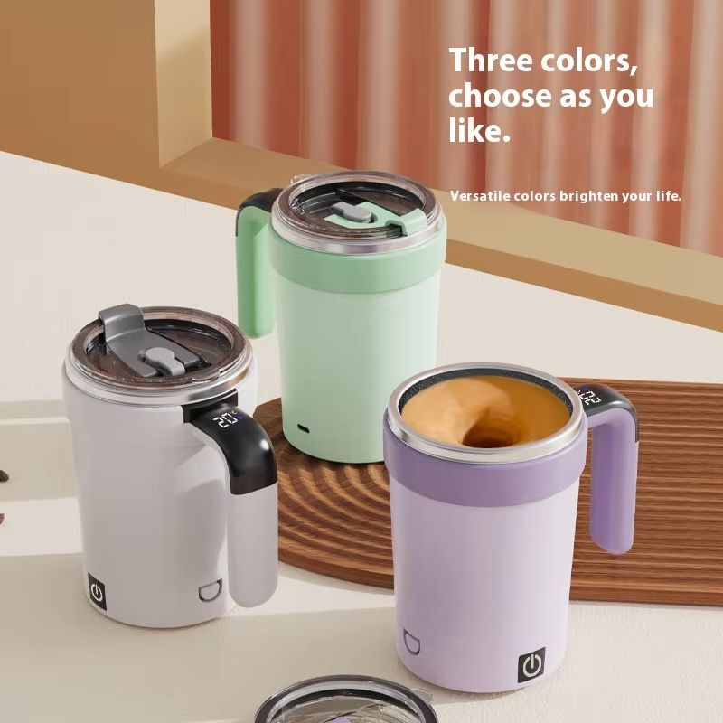 Smart Magnetic Temperature-Measuring Automatic Stirring Cup Portable Electric Coffee and Milkshake Mixer