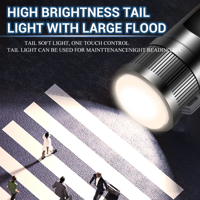 Powerful LED Flashlight Tactical Zoom Light with Built In Battery for Emergency & Outdoor Use