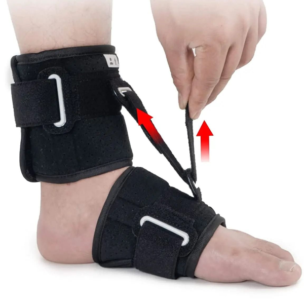 Adjustable Foot Drop Brace with Shoe Strap Ankle Support Splint for Walking Relief
