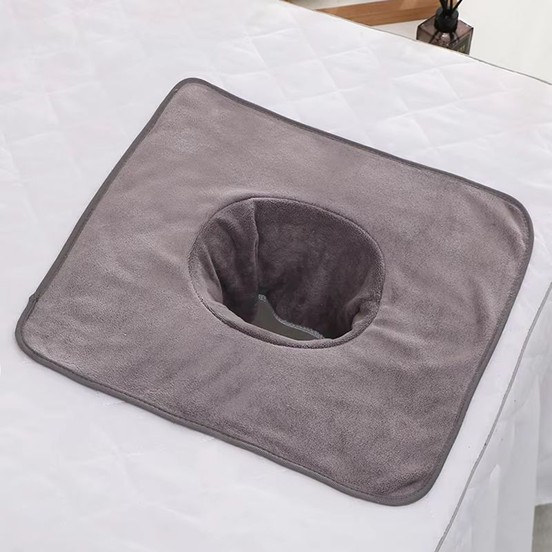 Thickened Beauty SPA Massage Table Face Towel with Hole, 13.8x13.8 in (35x35 cm)