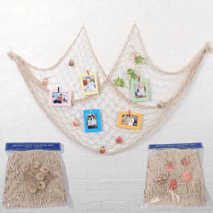 Naval Fishing Net Wall Hanging – Coastal Beach & Pirate Theme Decor for Home & Party
