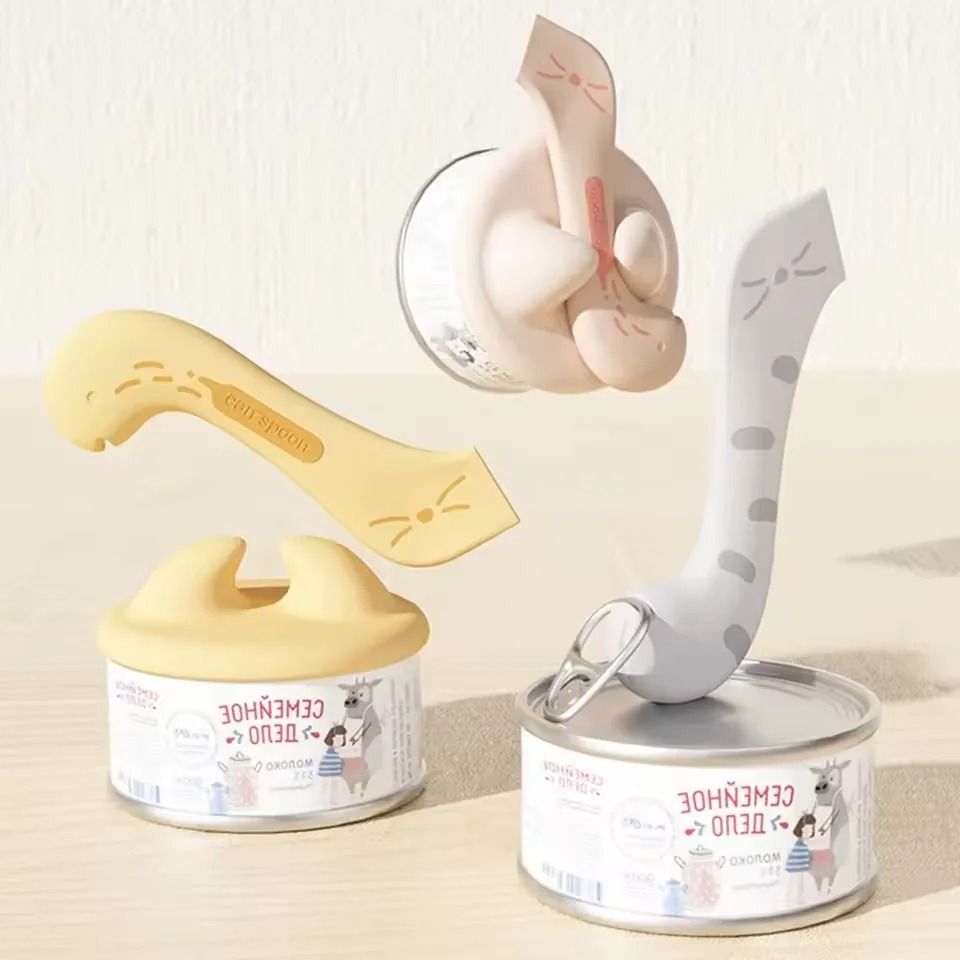 Multifunction Pet Feeding Spoon with Silicone Can Lid and Opener