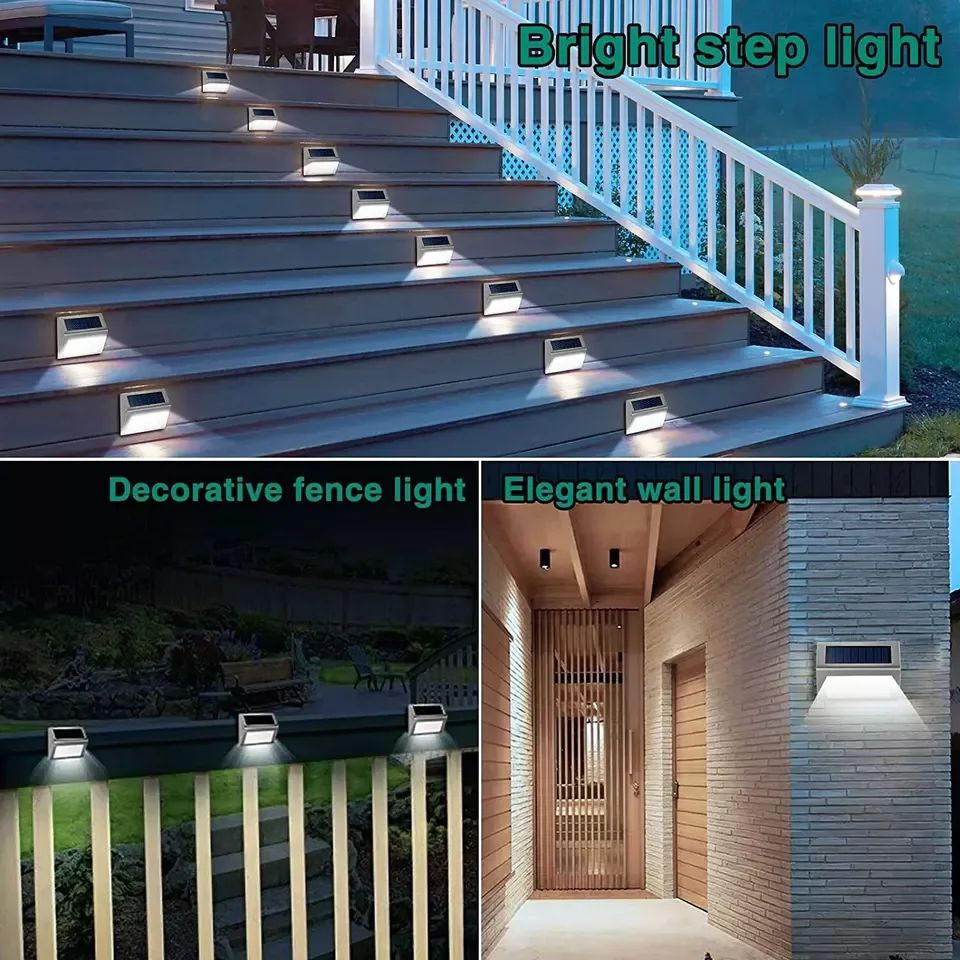 StepGlow Solar Stair Lights – Stainless Steel Outdoor Fence & Wall Lighting (6 LED)