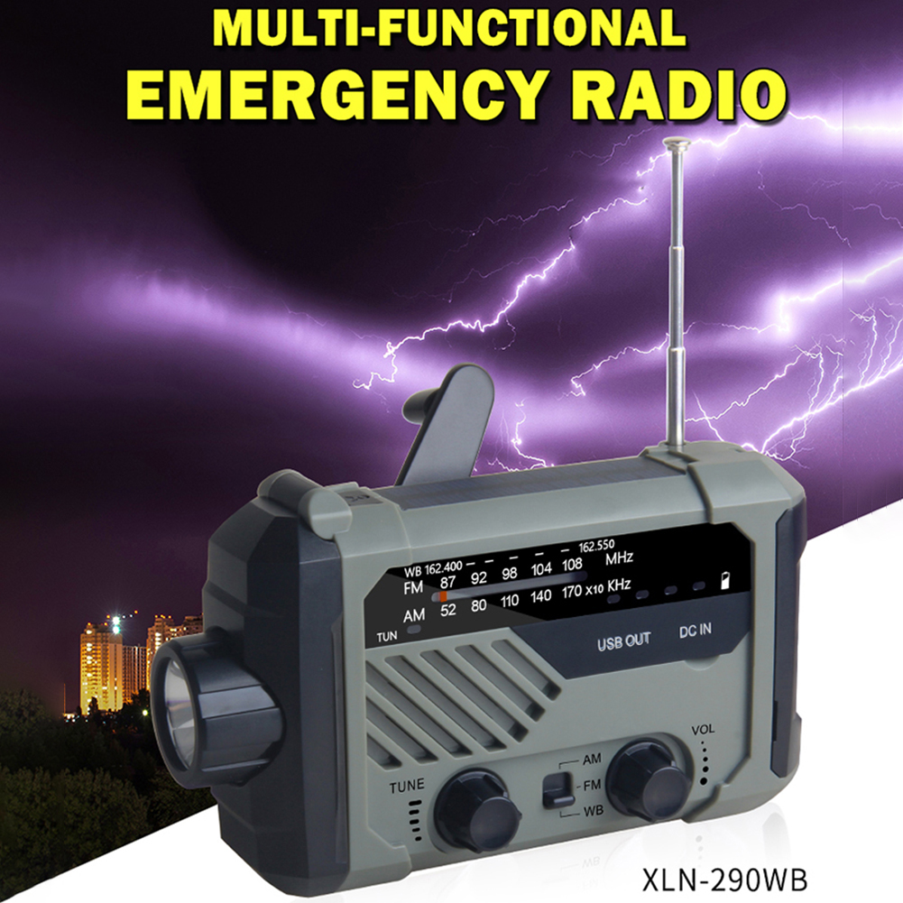 Solar Hand Crank Emergency Weather Radio with Flashlight Siren and Phone Charger