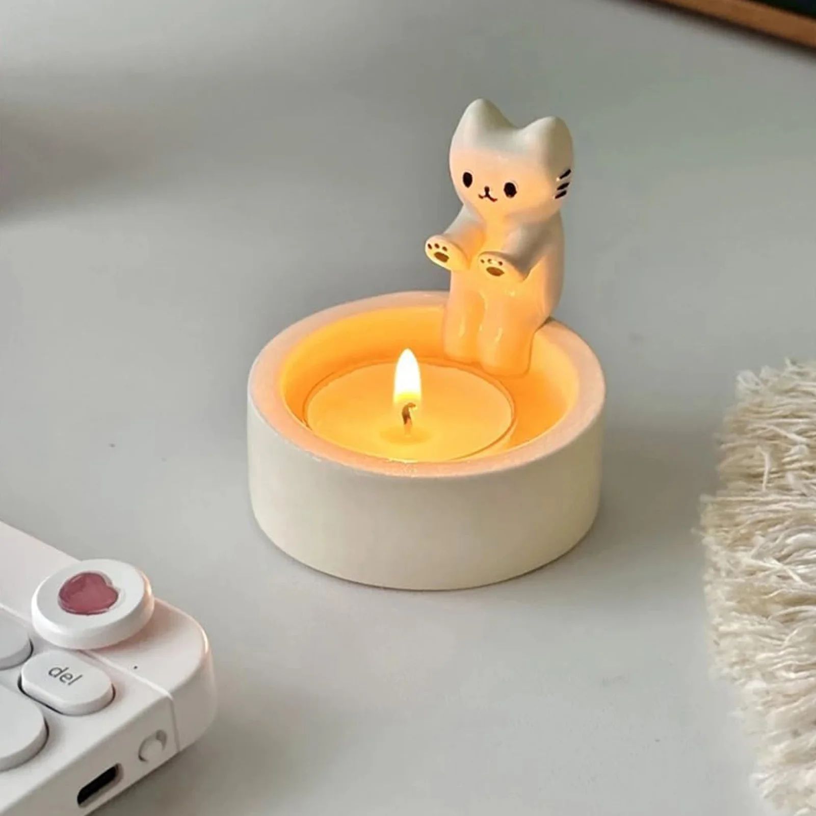 CozyKit Kitten Candle Holder for Taper Candles