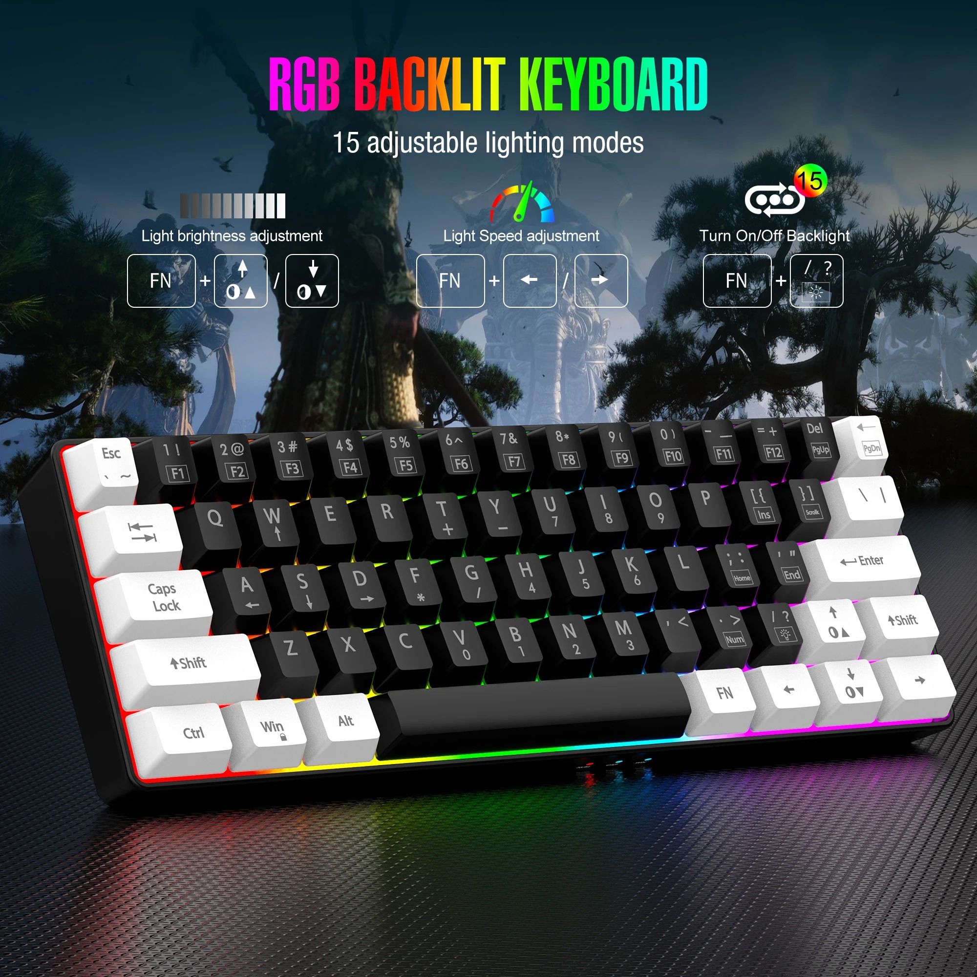 60 Wired RGB Backlit Compact Gaming Keyboard