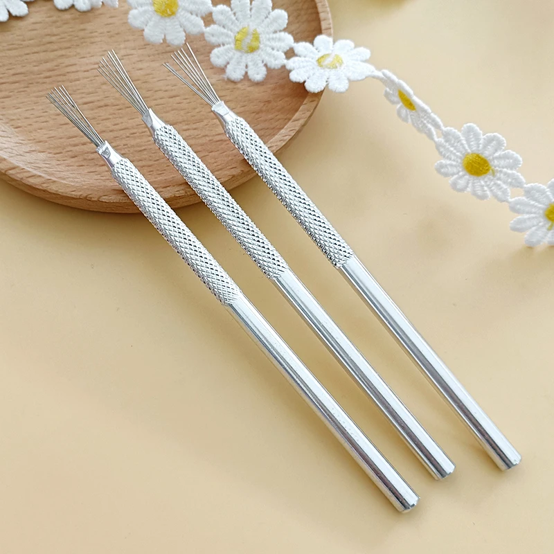 7 Pin Feather Wire Texture Tool for Polymer Clay Sculpting, Ceramics, Pottery & Cake Decorating, Alloy Modeling Brush