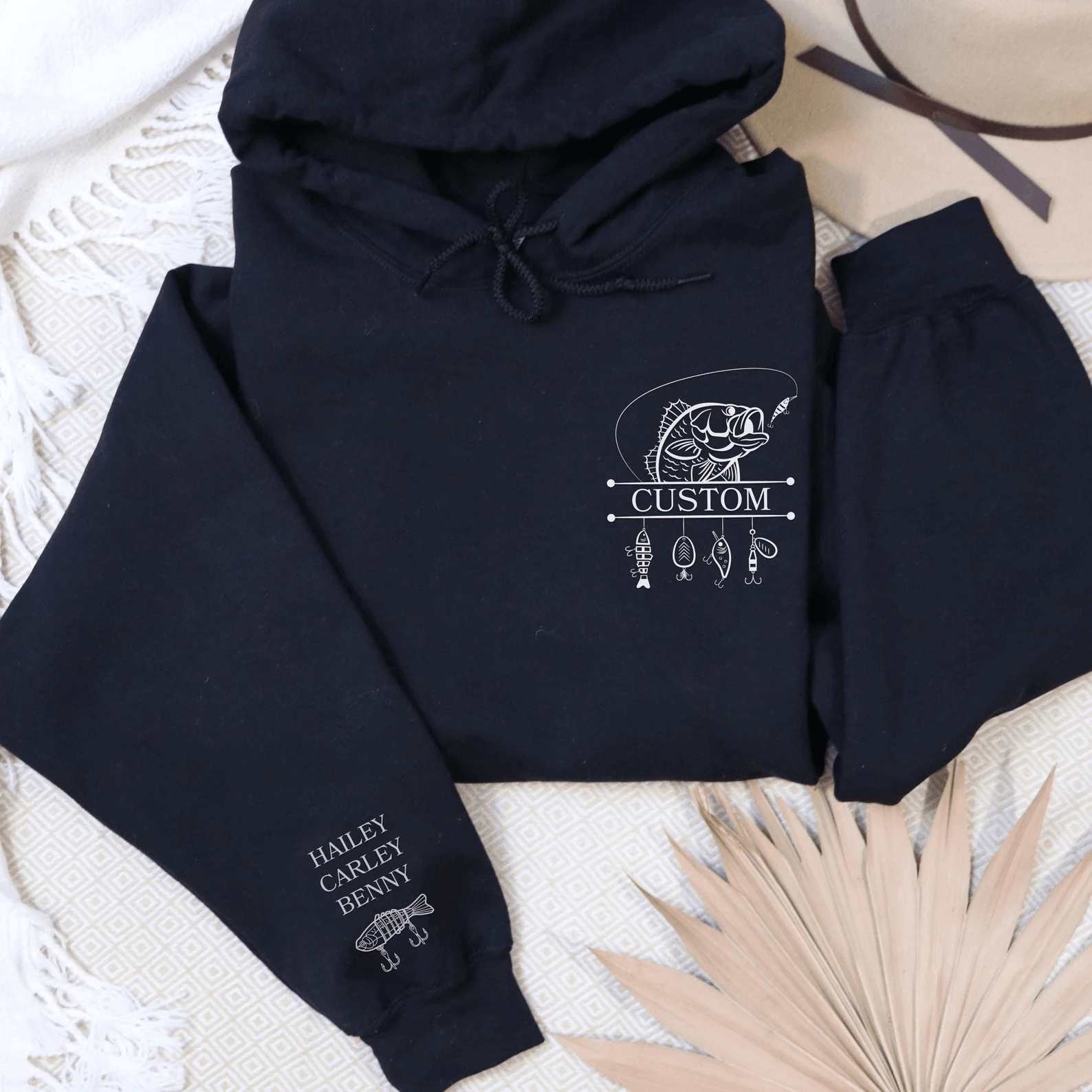 Custom Fishing Hoodie Personalized Dad Fishing Sweatshirt Fathers Day Gift for Fisherman