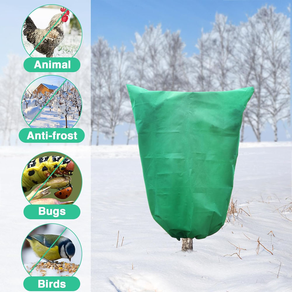 Plant Frost Protection Covers, Anti-Freeze Shrub Protection Bag with Zipper Drawstring, Freeze Cloth and Frost Blankets