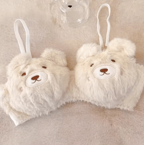 Soft Bear Plush Japanese Style Winter Cute Cartoon Bralette