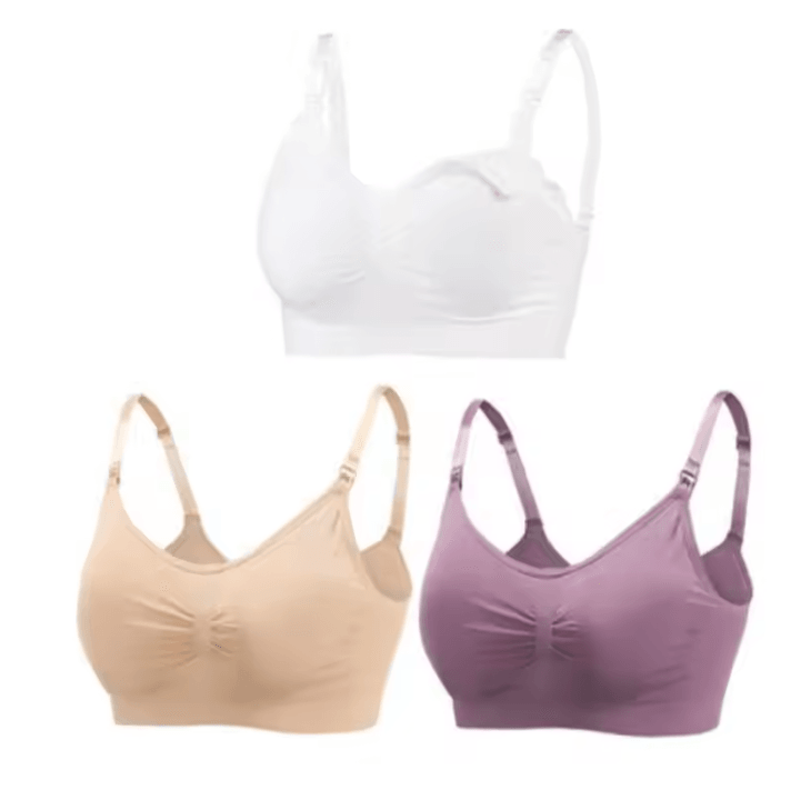 3pcs Maternity Nursing Bras Cotton Seamless Breathable Push Up Bra Set