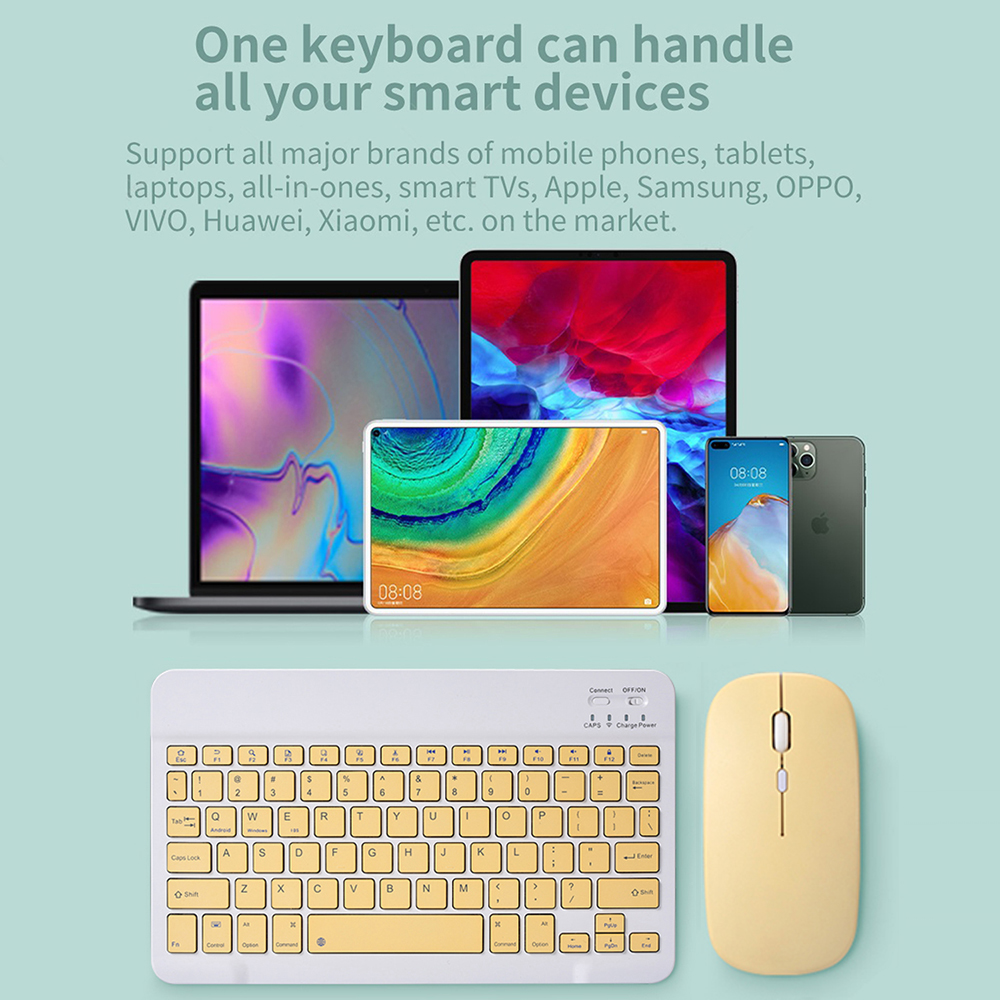 Slim Mini Wireless Bluetooth Keyboard & Mouse for iPad, Xiaomi, Samsung, Huawei, Compatible with Android, iOS, Windows