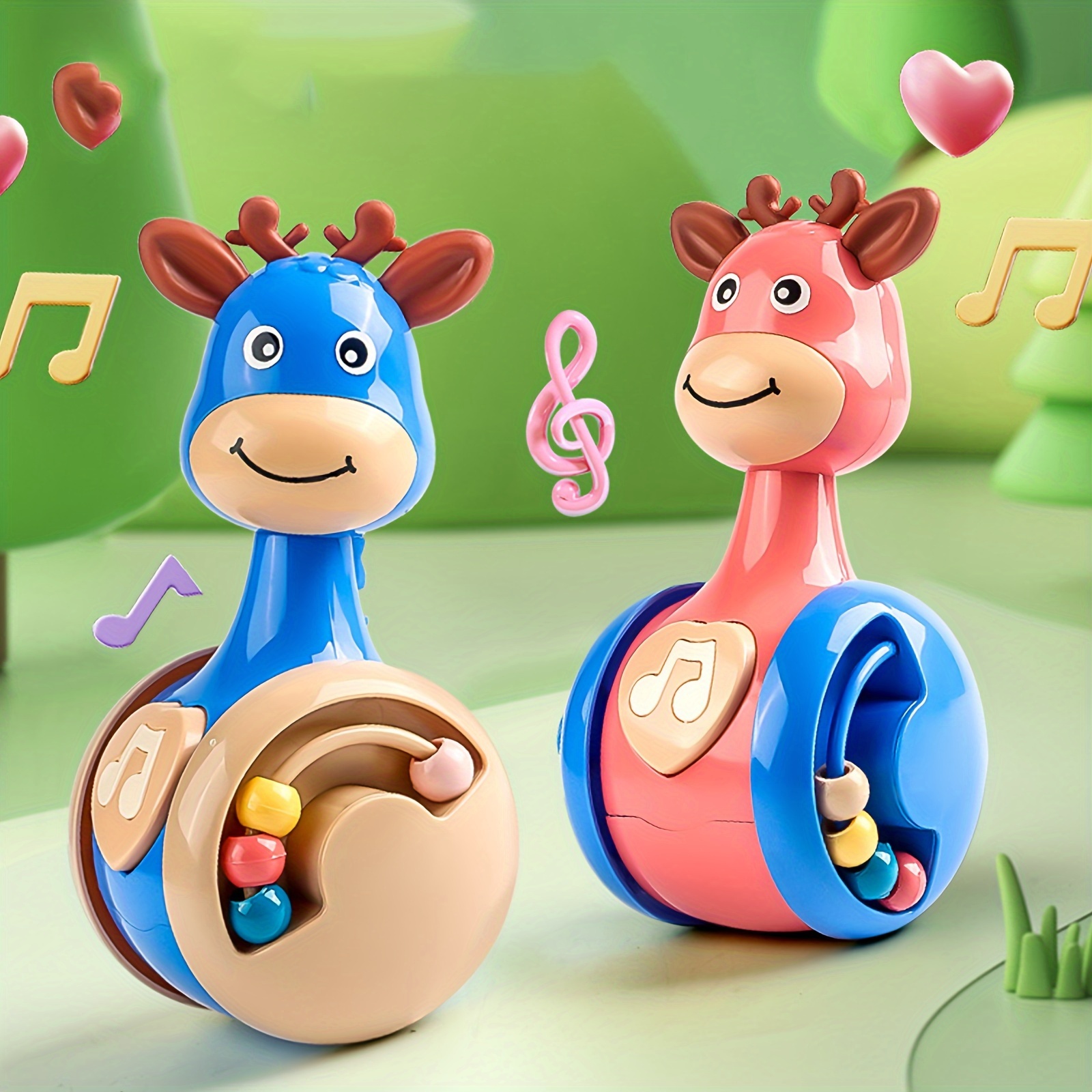 Fawn Sliding Tumbler Toy Interactive Baby Rattle & Educational Gift for Early Development