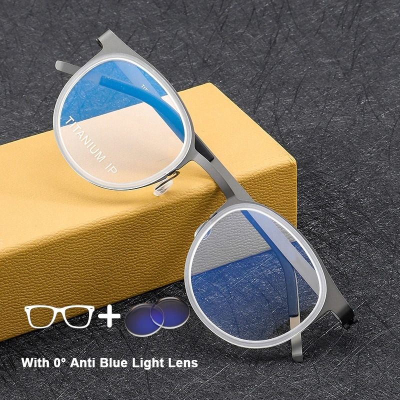 Pure Titanium Eyewear Frame Men Blue Light Blocking Screwless Design