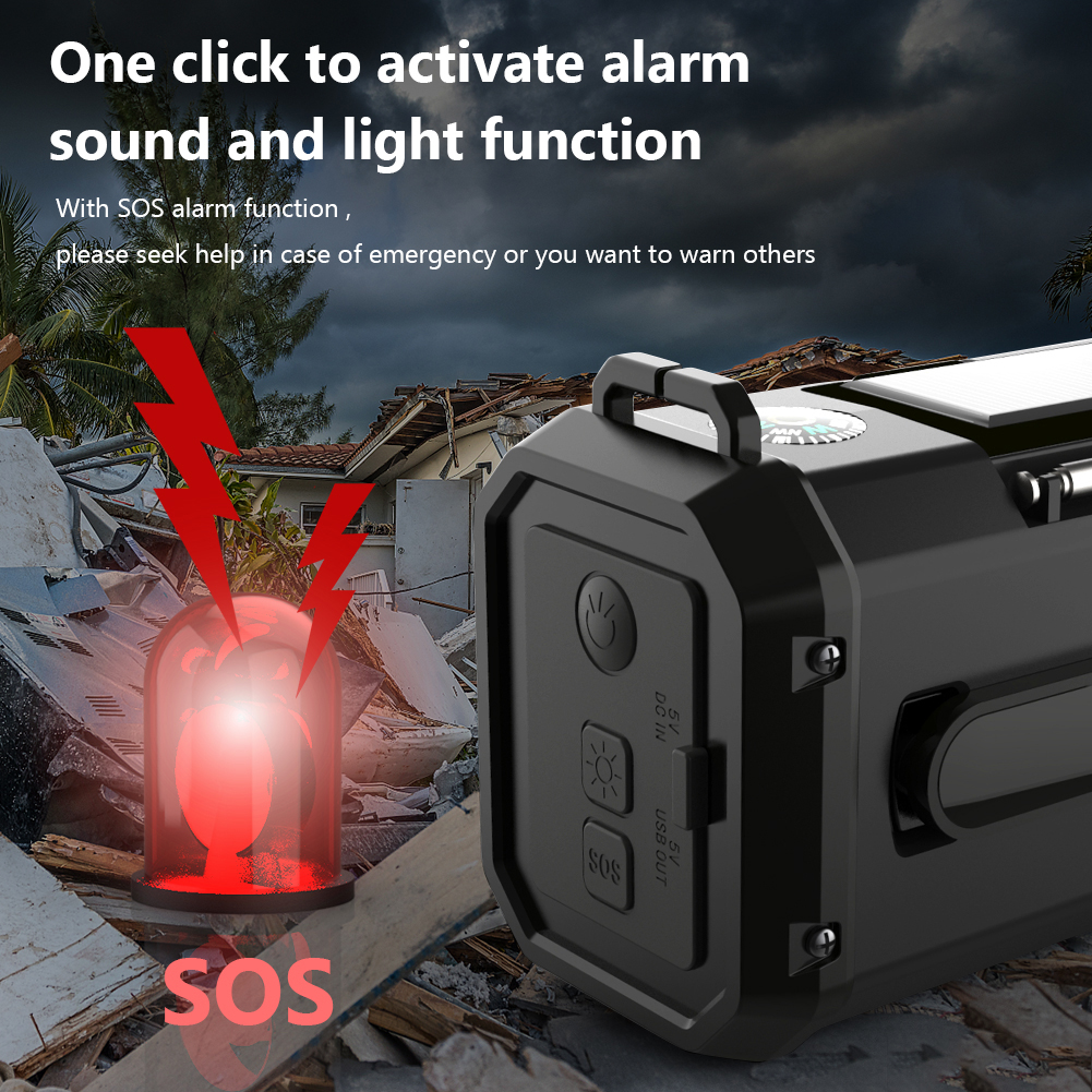 Hand Crank Emergency Radio with Solar Charging, Flashlight and Power Bank