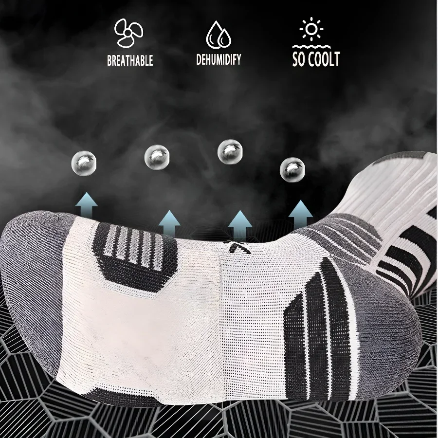 Pairs of Athletic Compression Socks – Breathable Running, Basketball, Cycling Socks for Sweat Absorption and Support
