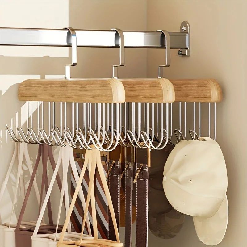 Wooden Multi Hook Hanger for Clothing Storage