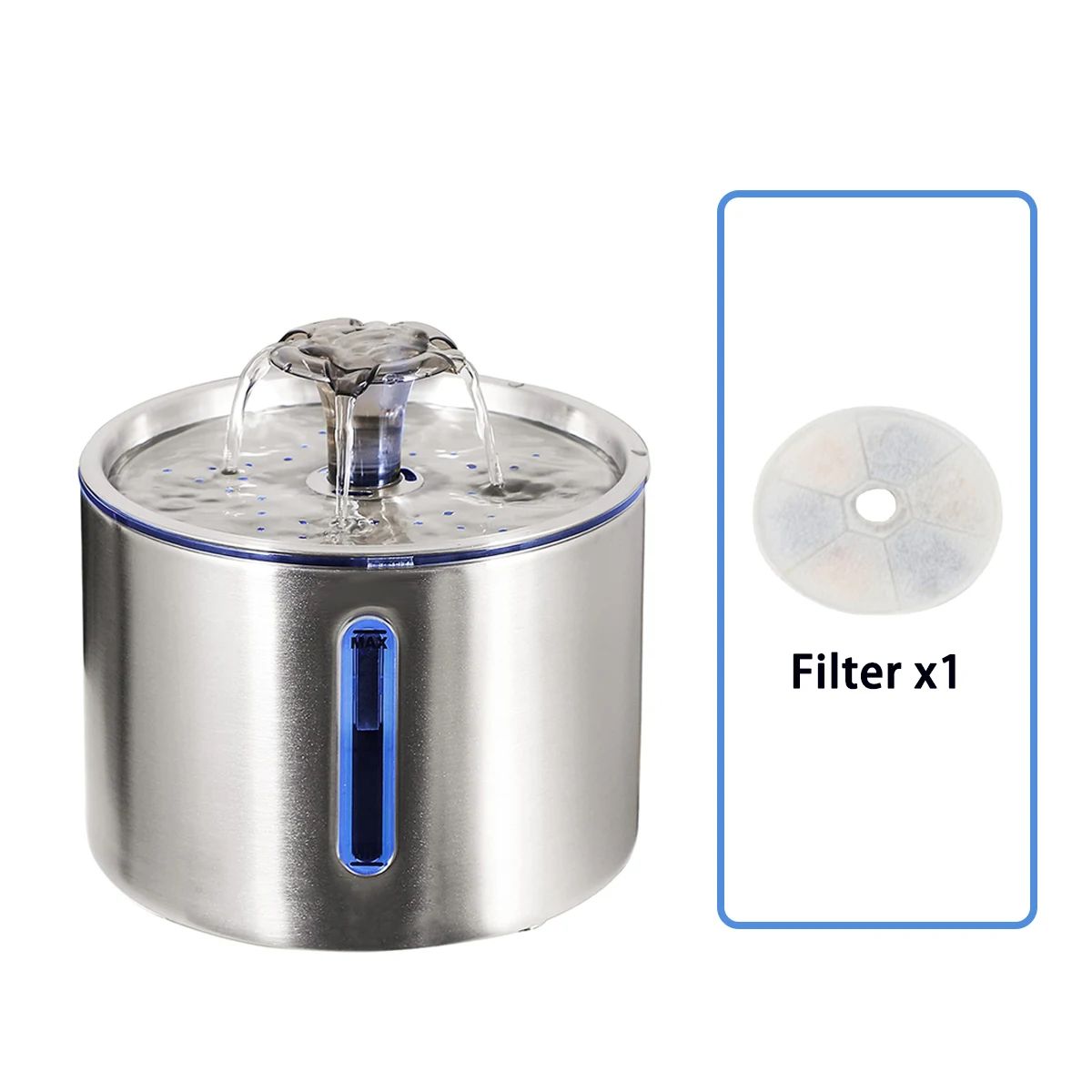PureFlow Stainless Pet Fountain – Cat Water Fountain 2.5L Automatic Dispenser