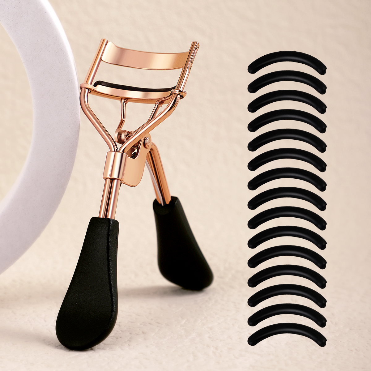 Eyelash Curler with Silicone Pads, Stainless Steel Portable Curling Tool for Extensions and More