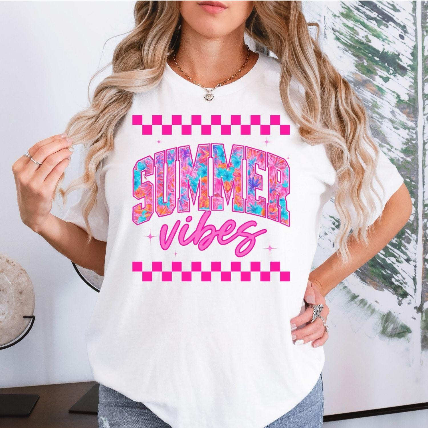 Summer Vibes Shirt | Retro Beach Vacation Graphic Tee | Cute Aesthetic Summer Top for Women