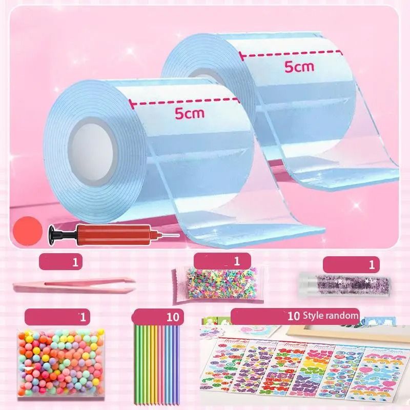 PET Nano Glue Knead Music Full Set | Double Sided Nano Tape Bubble Decompression Toy Kit