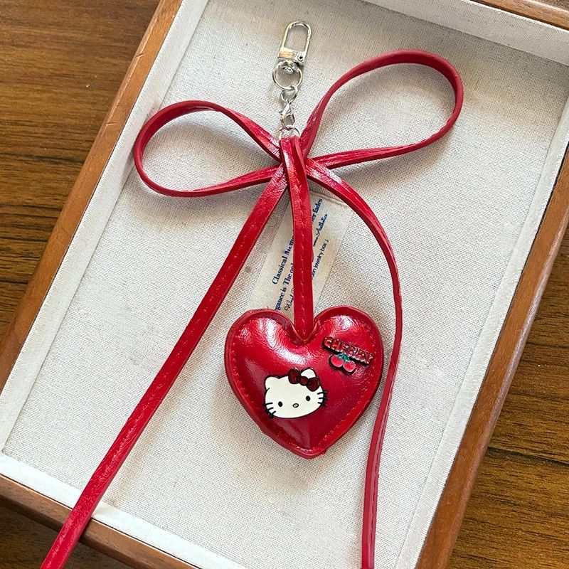 Cute Cartoon Kitten Plush Keychain – Heart Shaped PP Cotton Backpack & Car Hanging Pendant Gift
