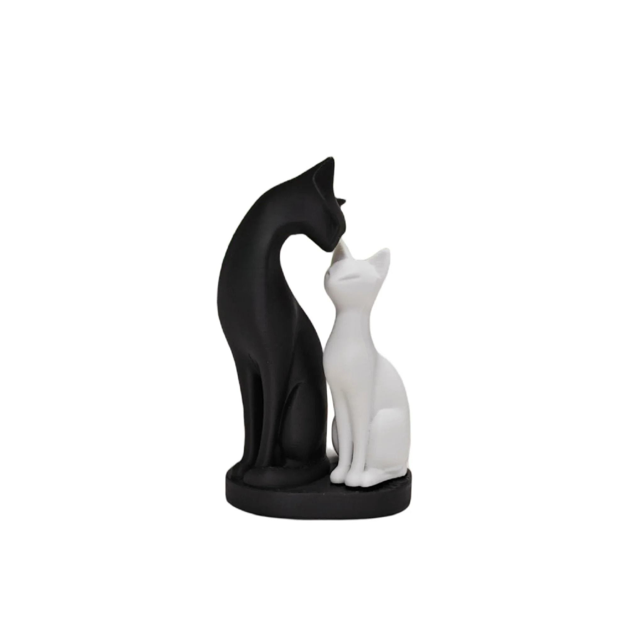 Modern Black White Cat Sculpture Decorative Figurine for Home and Desk