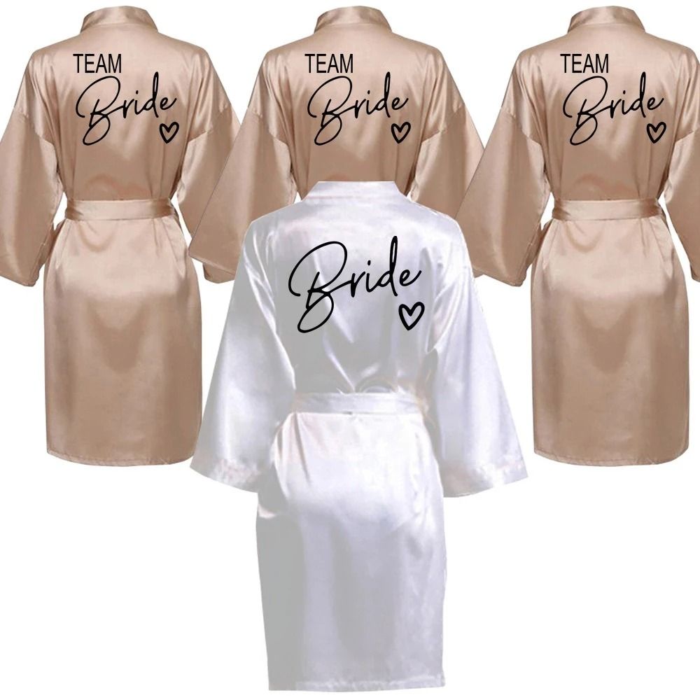 Wedding Party Team Bride Robe – Professional Satin Kimono Pajamas & Bridesmaid Bathrobe SP003