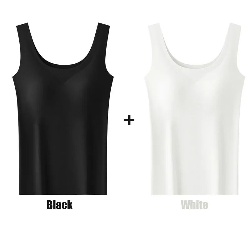 Womens Seamless Tank Top With Chest Pad 2 Pack