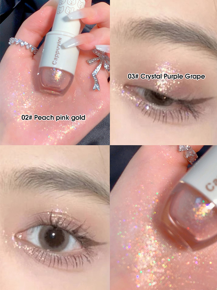 High Gloss Cappuvini Star Dots Liquid Eye Shadow, Pearlescent Fine Flashing, Easy Dizzy Cubs Bowling Ball Effect