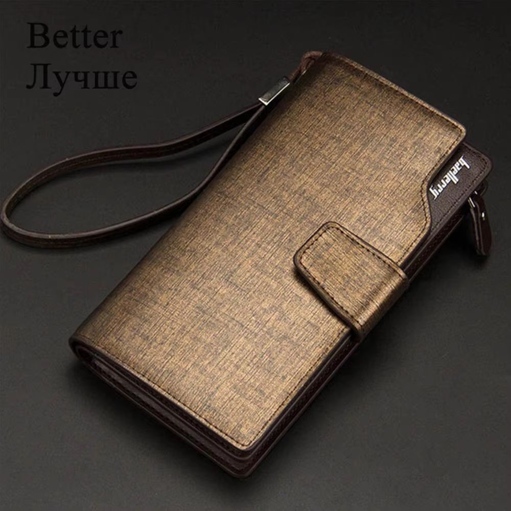 Baellerry Long Men's Wallet – Large Capacity PU Leather Zipper Purse & Card Holder