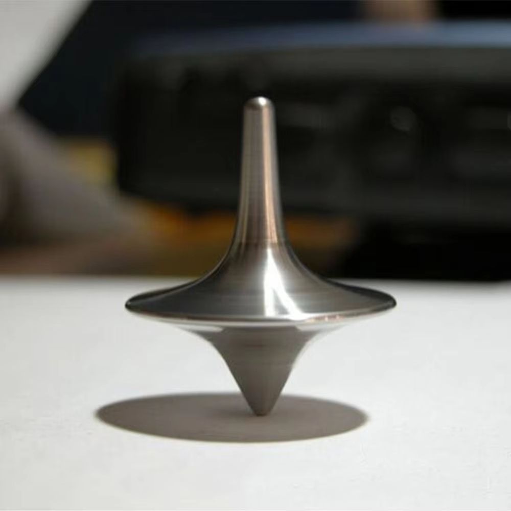 Metal Gyro Precision Silver Spinning Top with Movie Totem Print