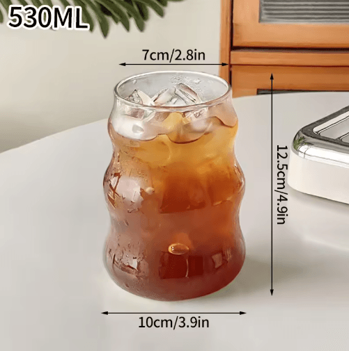 RippleWave Transparent Drinking Glass – Creative Wave Iced Coffee Tumbler