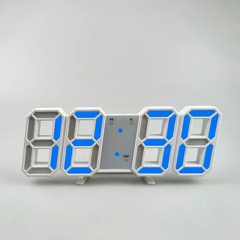 3D LED Digital Wall Clock with Temperature Date and Alarm Display
