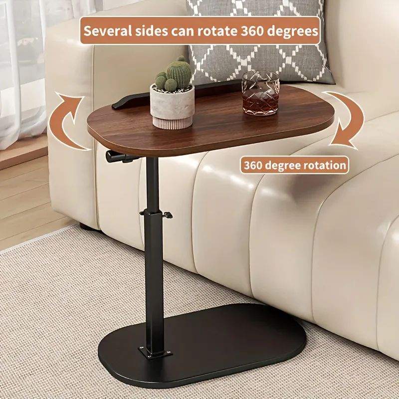 Modern 360° Rotating Adjustable Laptop Table – C-Shaped Sofa Side Desk