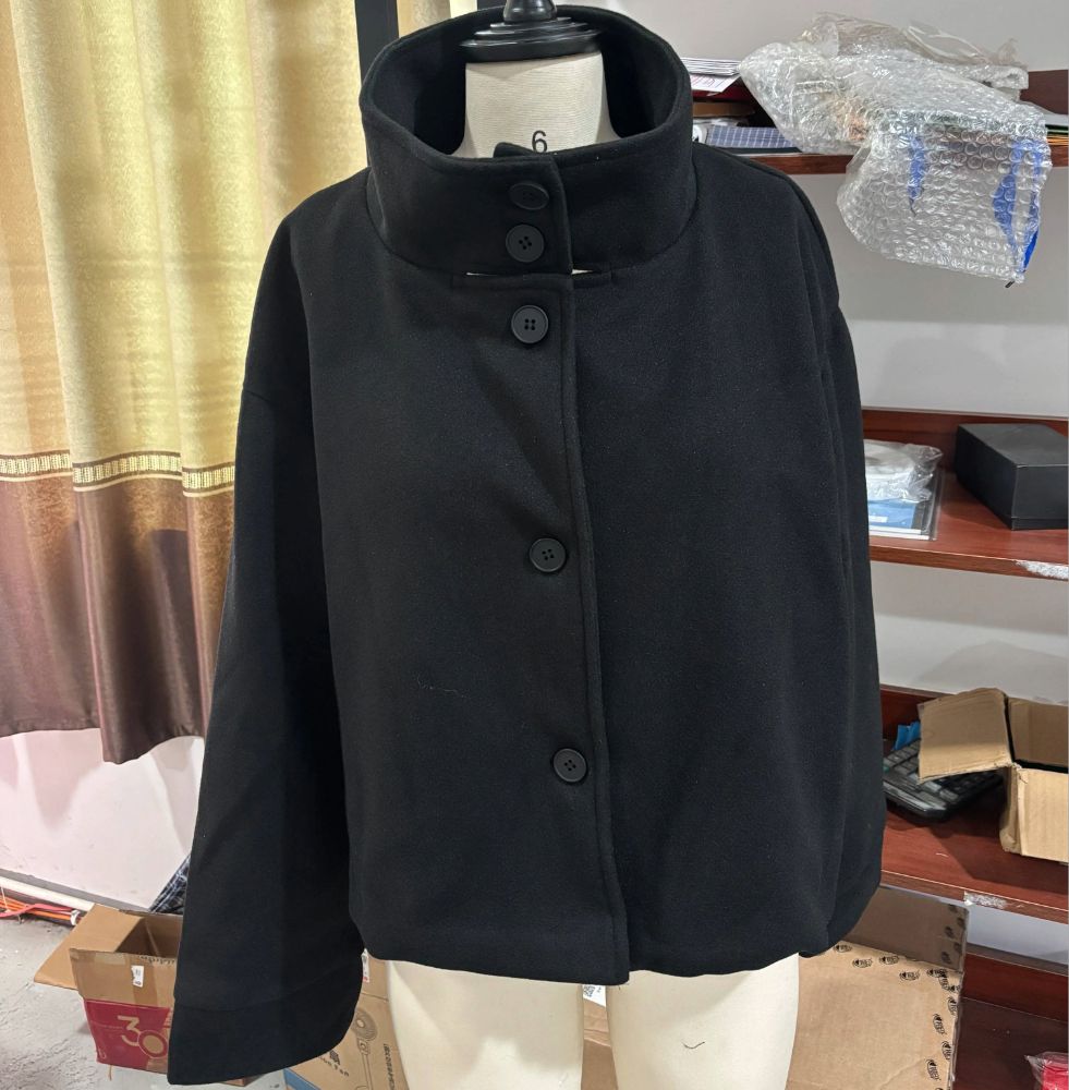 Elegant Womens Grey Belted Wool Coat Double Breasted Long Winter Peacoat