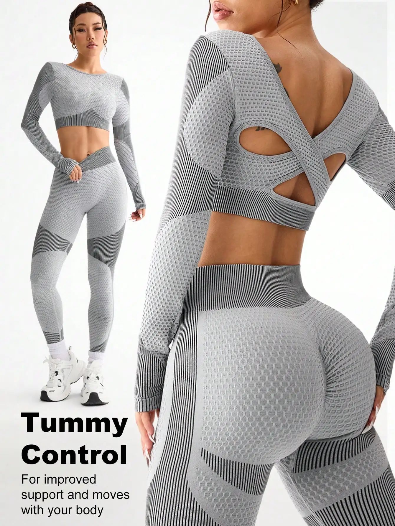Womens Seamless Yoga & Running Set – Breathable Sports Bra and High-Waist Fitness Leggings (2-Piece)
