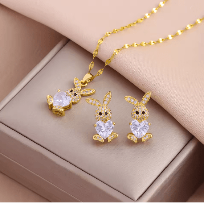 BunnyGleam Stainless Steel Jewelry Set