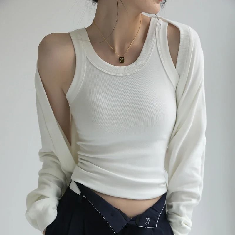 Womens Ribbed Tank Top with Chest Pad Summer Casual Camisole