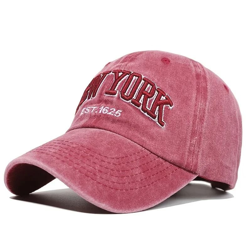 Washed Cotton Baseball Cap with Embroidered Letter Adjustable Dad Hat for Men and Women