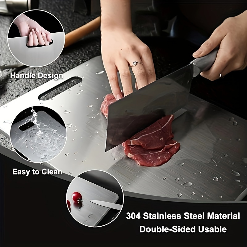 Stainless Steel Cutting Board Set, Food Contact Safe Boards for Vegetable, Meat & Bread Slicing, Easy Clean