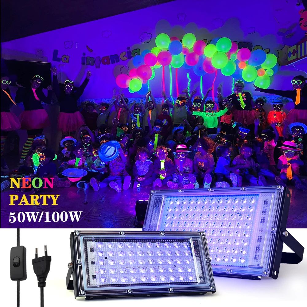 LED UV Floodlight, Ultraviolet Stage Lamp, Waterproof LED Stage Blacklight for Disco Party