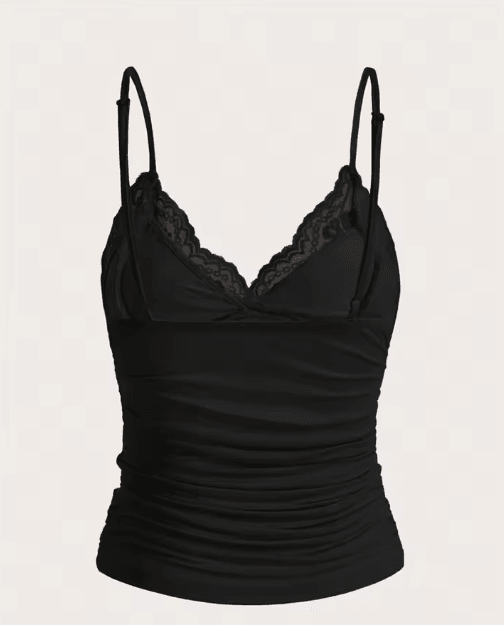 Contrast Lace Bow Front Crop Cami Y2K Backless Grunge Punk Top for Women