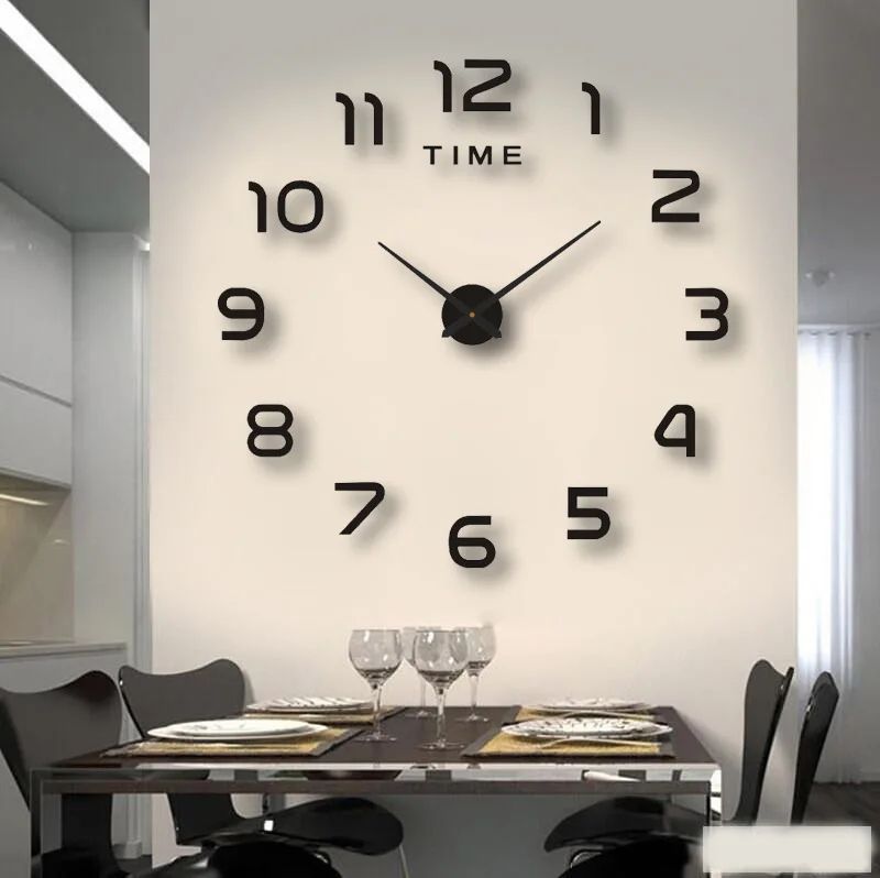 Modern DIY 3D Wall Clock with Acrylic Mirror Stickers for Living Room Decor